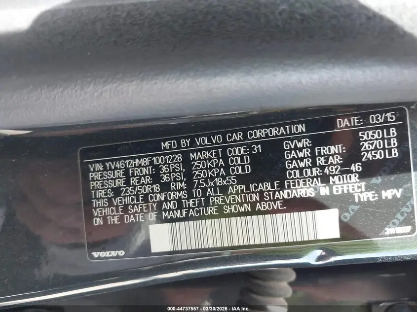 2015 VOLVO V60 CROSS COUNTRY T5 PLATINUM