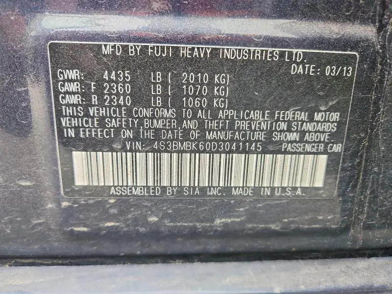 2013 SUBARU LEGACY 2.5I LIMITED  