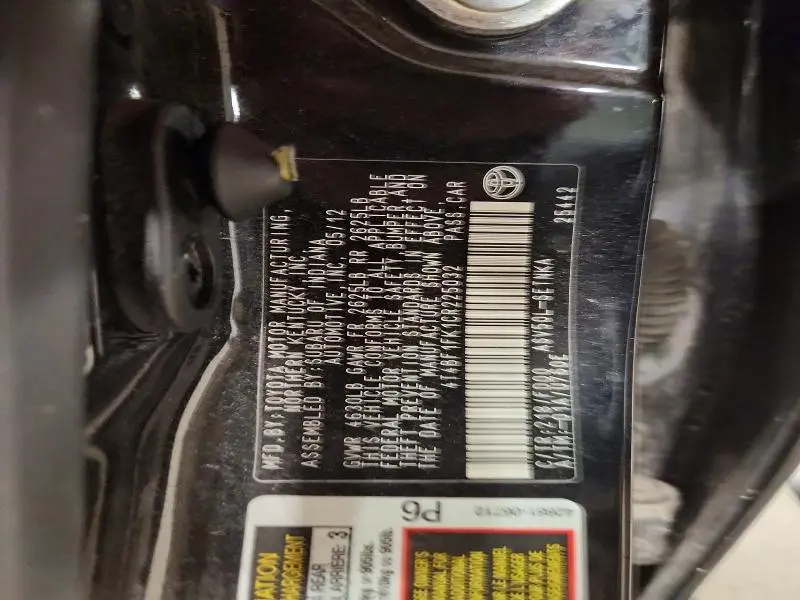2012 TOYOTA CAMRY LE  
