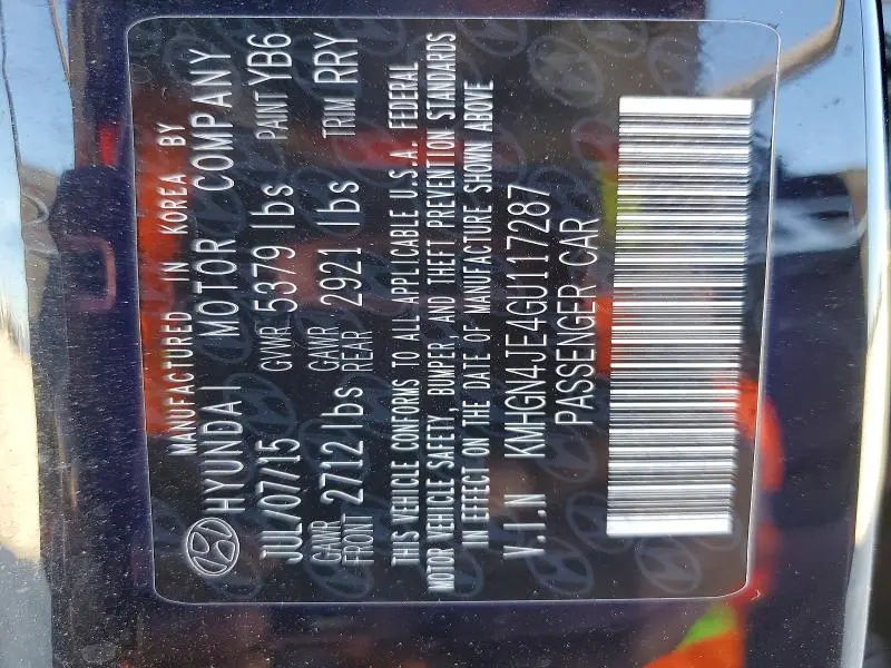 2016 HYUNDAI GENESIS 3.8L  