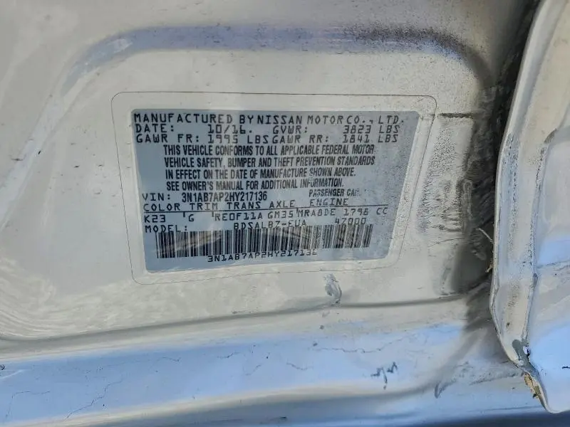 2017 NISSAN SENTRA S  