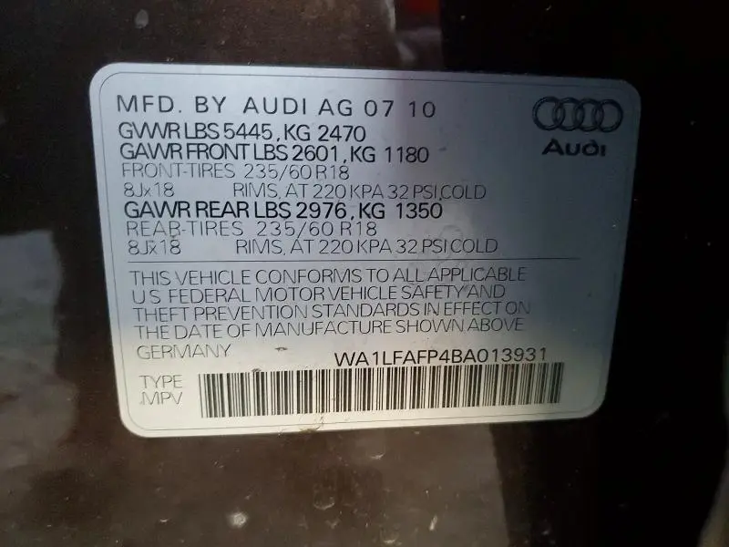 2011 AUDI Q5 PREMIUM PLUS  