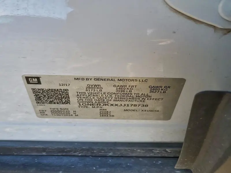 2018 CHEVROLET TRAVERSE RS  