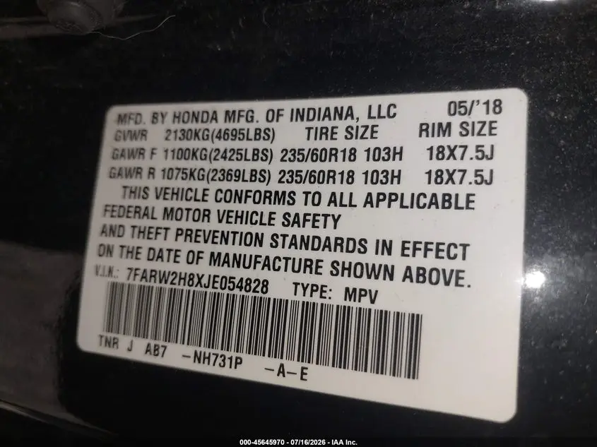 2018 HONDA CR-V EX-L/EX-L NAVI
