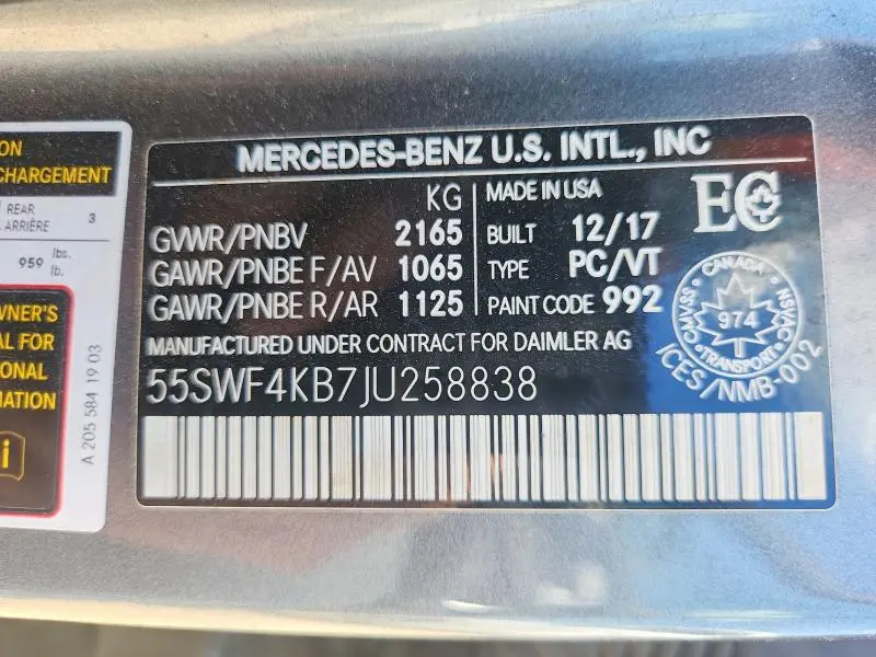 2018 MERCEDES-BENZ C 300 4MATIC  