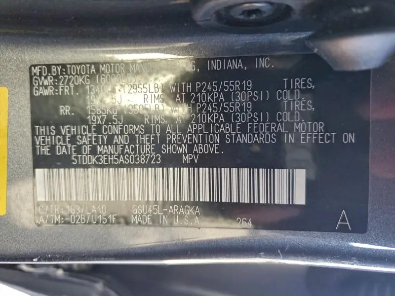 2010 TOYOTA HIGHLANDER LIMITED  