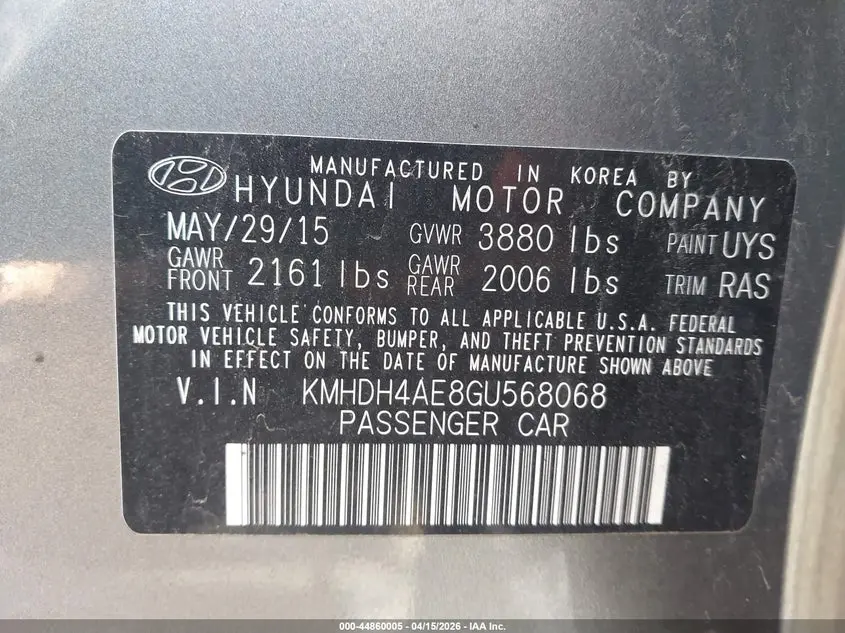 2016 HYUNDAI ELANTRA SE