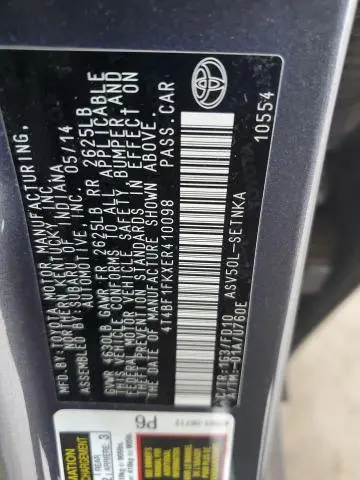2014 TOYOTA CAMRY L