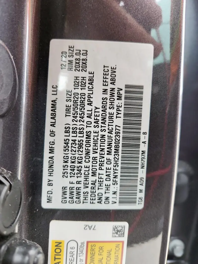 2021 HONDA PILOT SE  