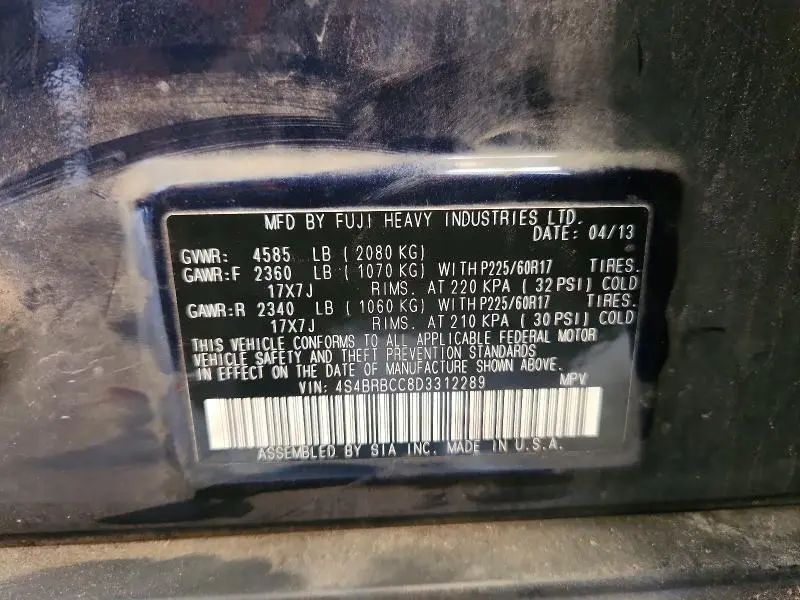 2013 SUBARU OUTBACK 2.5I PREMIUM  