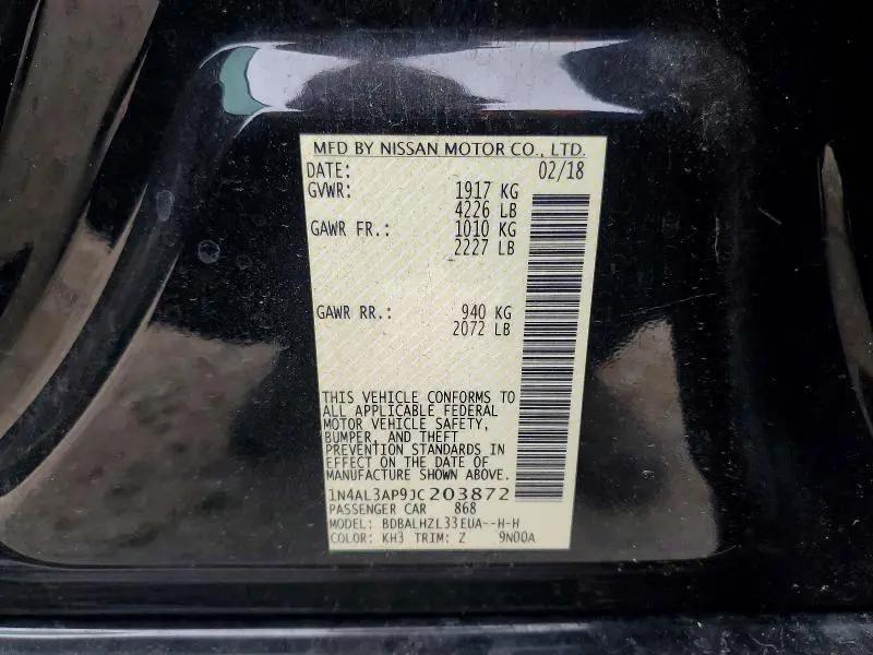 2018 NISSAN ALTIMA 2.5 SR  