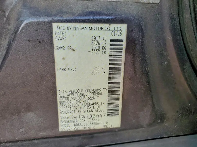 2016 NISSAN ALTIMA 2.5  