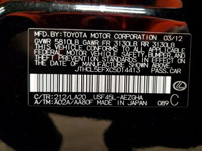 2012 LEXUS LS 460 BASE  
