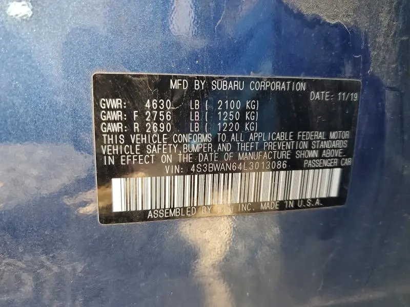 2020 SUBARU LEGACY LIMITED  