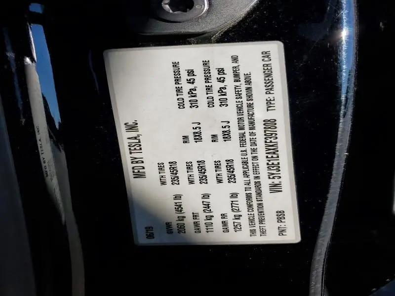 2019 TESLA MODEL 3   