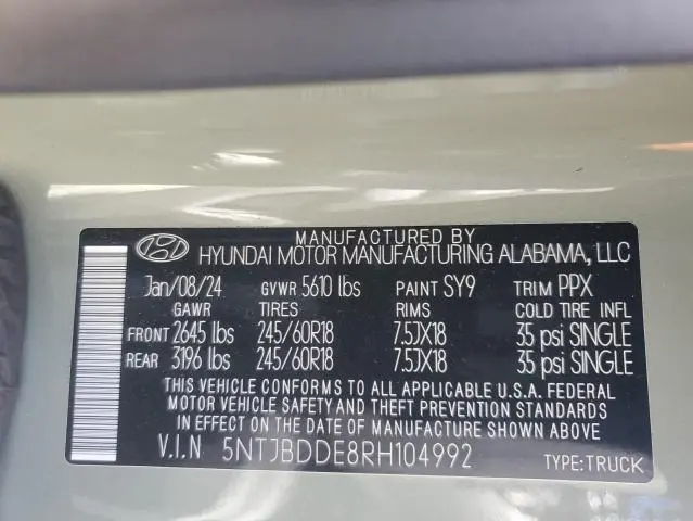 2024 HYUNDAI SANTA CRUZ SEL  