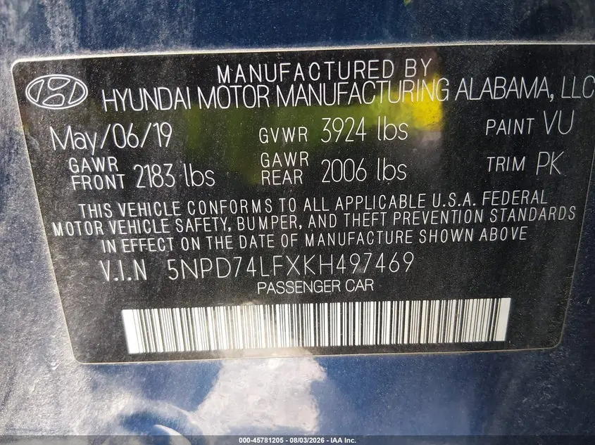 2019 HYUNDAI ELANTRA SE