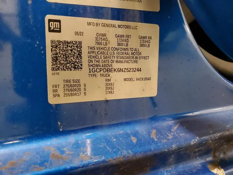 2022 CHEVROLET SILVERADO K1500 CUSTOM  