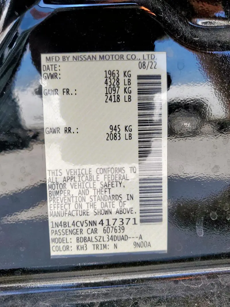 2022 NISSAN ALTIMA SR  