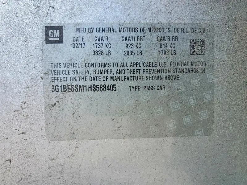 2017 CHEVROLET CRUZE LT  