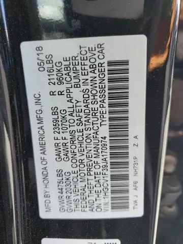 2018 HONDA ACCORD SPORT  