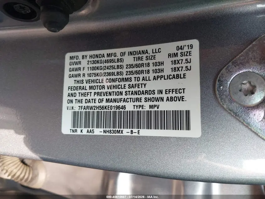 2019 HONDA CR-V EX
