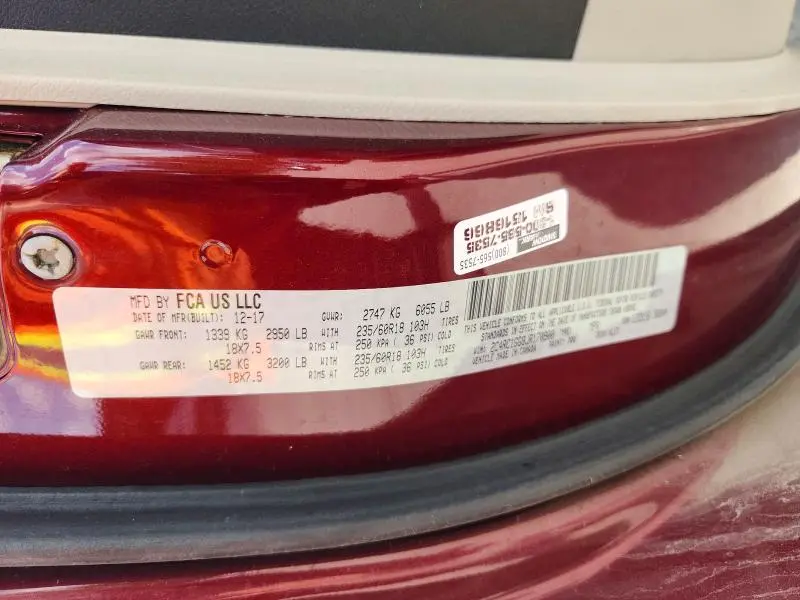 2018 CHRYSLER PACIFICA LIMITED  