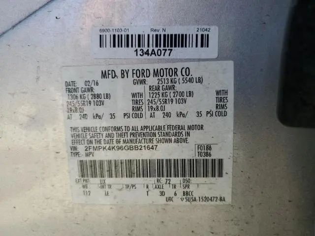 2016 FORD EDGE TITANIUM  