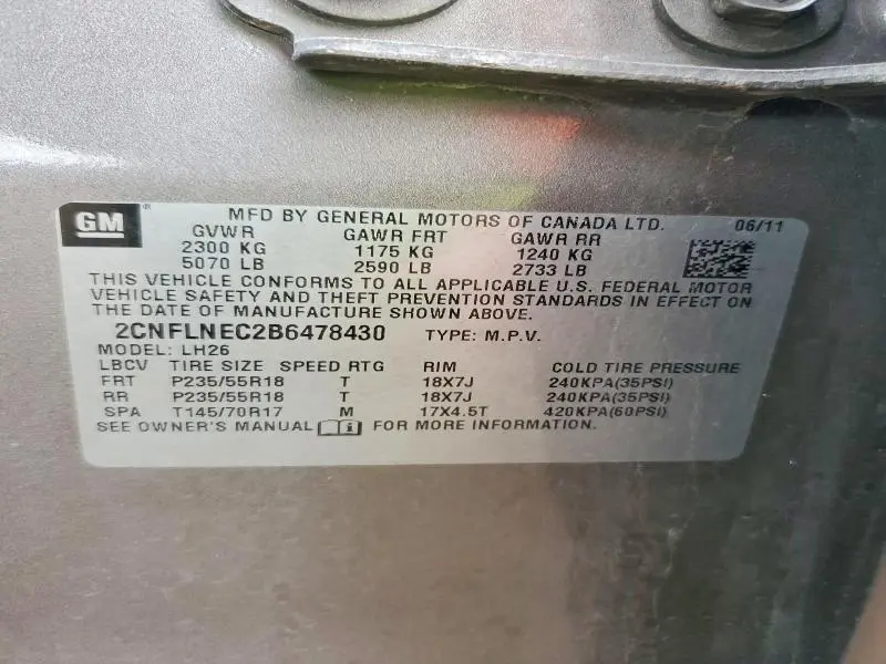 2011 CHEVROLET EQUINOX LT  