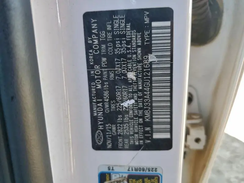 2016 HYUNDAI TUCSON LIMITED  