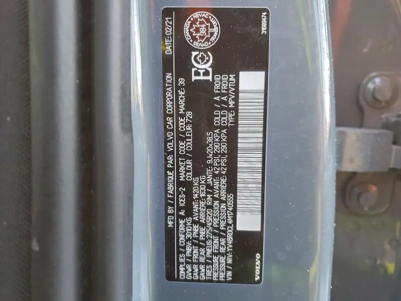 2021 VOLVO XC90 T8 RECHARGE INSCRIPTION  