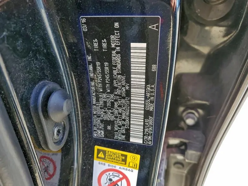 2016 TOYOTA HIGHLANDER LIMITED  