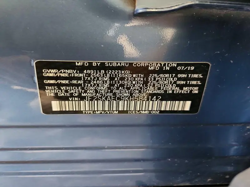 2019 SUBARU FORESTER PREMIUM  