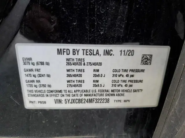2021 TESLA MODEL X   
