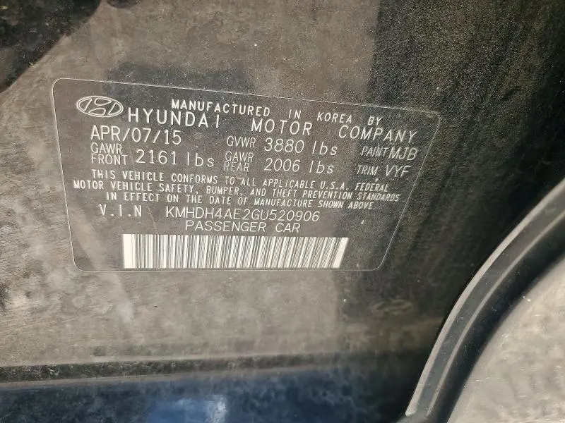2016 HYUNDAI ELANTRA LIMITED  
