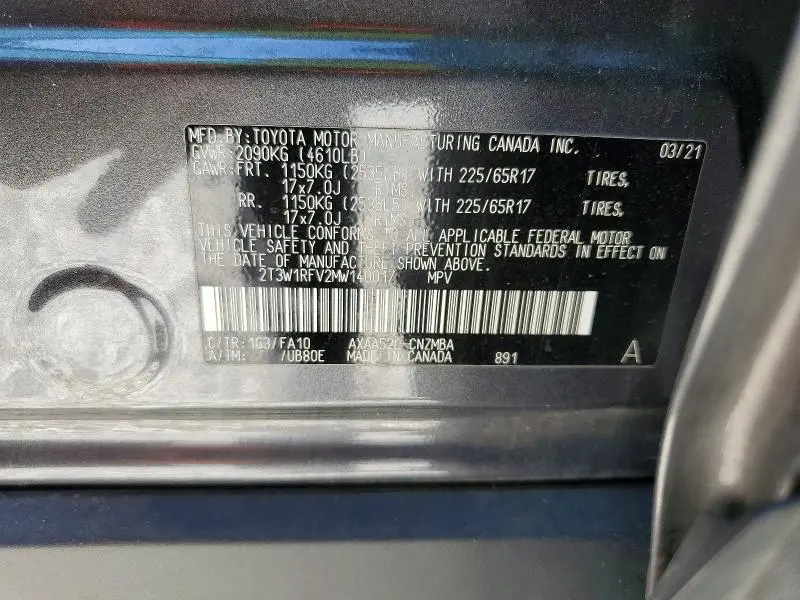 2021 TOYOTA RAV4 XLE  