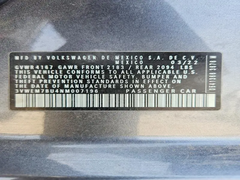 2022 VOLKSWAGEN JETTA SE  