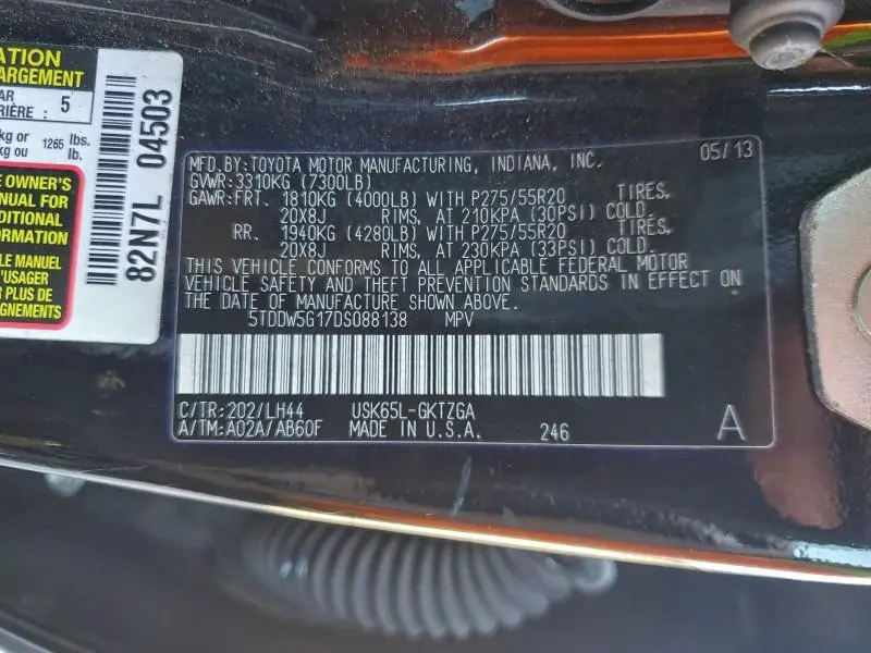 2013 TOYOTA SEQUOIA PLATINUM  