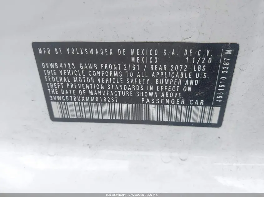 2021 VOLKSWAGEN JETTA 1.4T R-LINE/1.4T SE/S