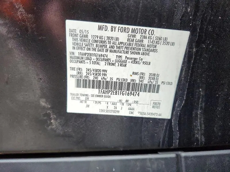 2015 FORD TAURUS SEL  