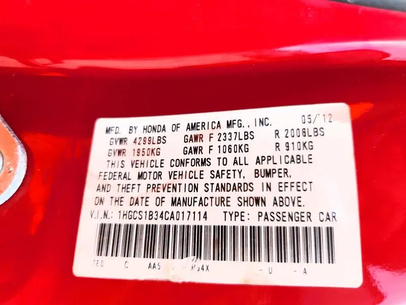 2012 HONDA ACCORD LX  