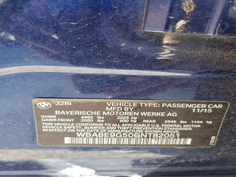 2016 BMW 328 I SULEV  