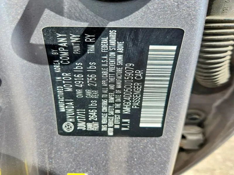 2012 HYUNDAI GENESIS 3.8L  