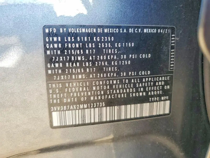 2021 VOLKSWAGEN TIGUAN SE  
