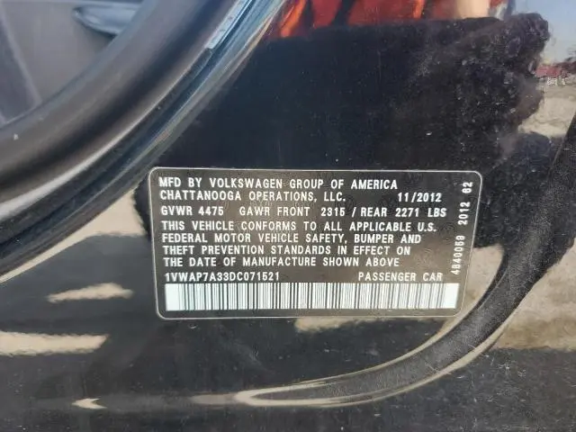 2013 VOLKSWAGEN PASSAT S