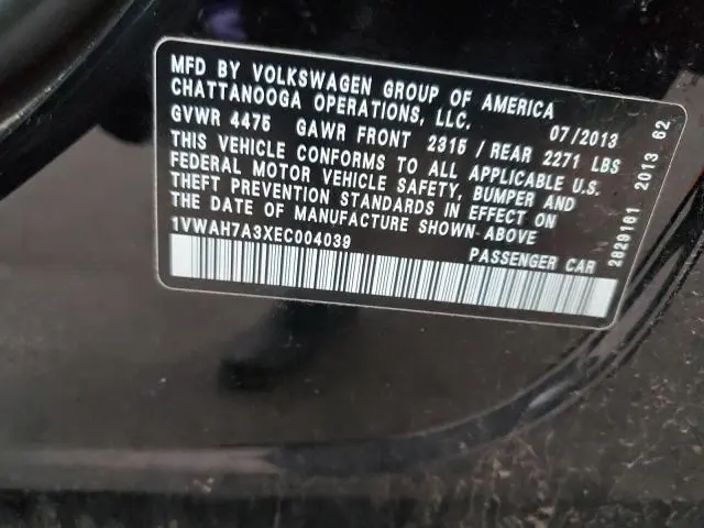 2014 VOLKSWAGEN PASSAT S  