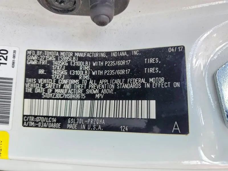 2017 TOYOTA SIENNA XLE PREMIUM 8-PASSENGER  