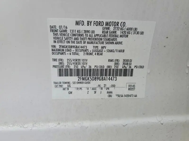 2016 FORD FLEX LIMITED  