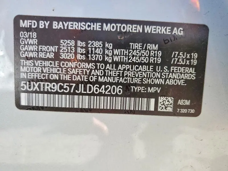2018 BMW X3 XDRIVE30I  