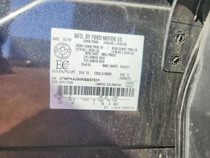 2019 FORD EDGE SEL  